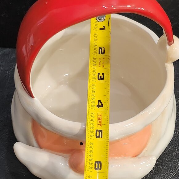 Cute Santa Claus Face Ceramic Basket Holiday Decor - Picture 8 of 10